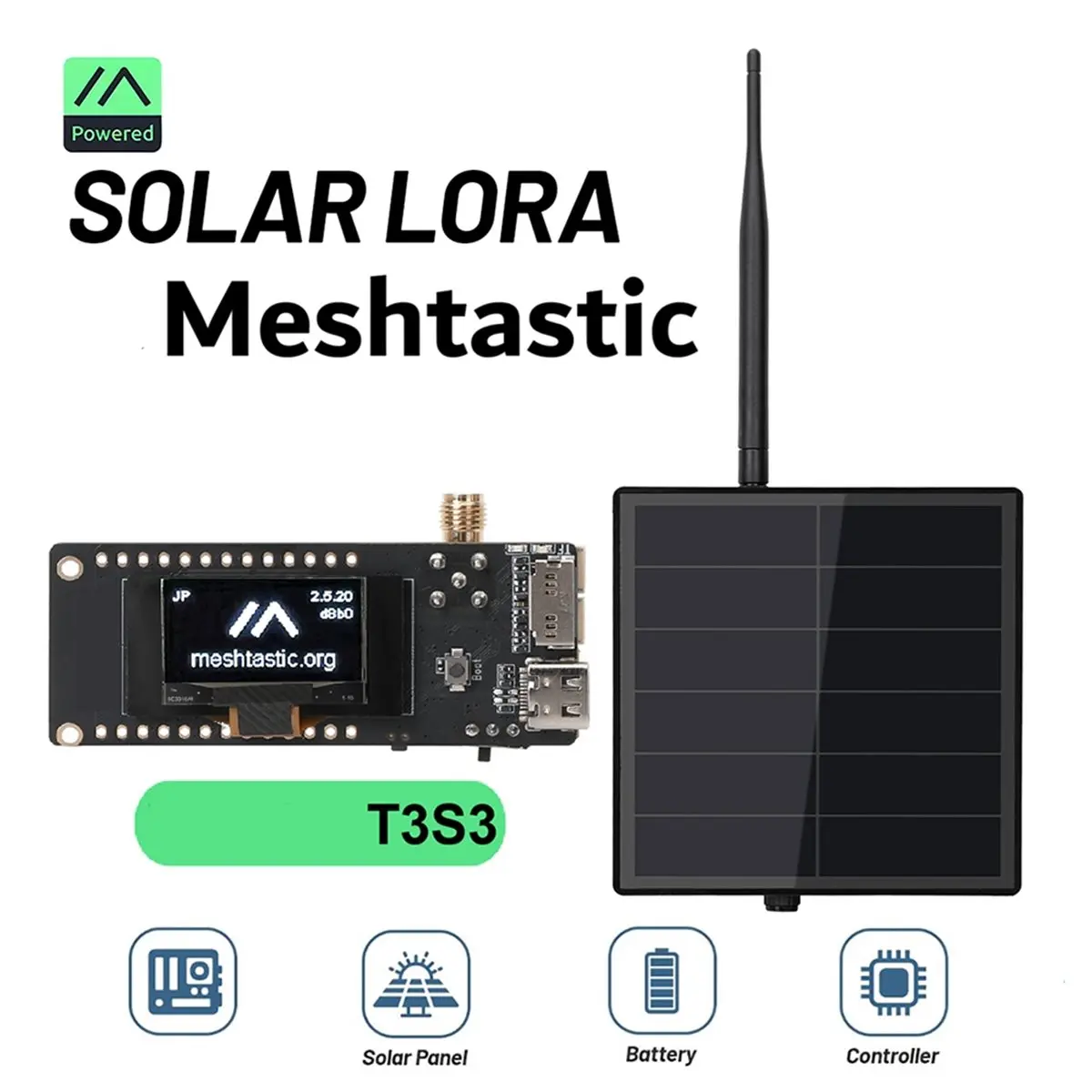 

(A26M) Солнечный ретранслятор для платы Meshtastic T3S3 V1.2 ESP32-S3, модуль LoRa SX1262, антенна LoRa 2.4G, солнечный узел 868 МГц