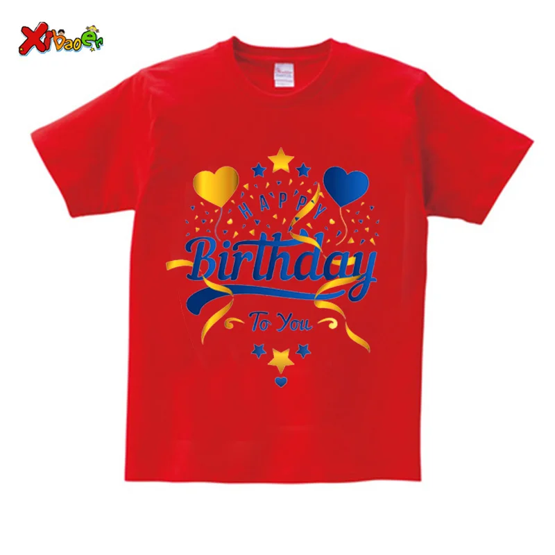 Happy Birthday T Shirt Matching Family Outfits Blue Gold Shirts Women Party Custom Name Shirt Children Baby Clothes Family Look