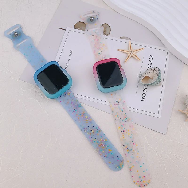 Funda de silicona Candy + correa para Apple Watch 38mm 40mm 41mm 42mm 44mm 45mm 46mm 49mm iwatch Series 9 8 7 6 5 4 3 2 SE Ultra