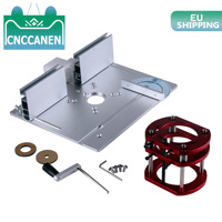 Aluminum Router Table Insert Plate With Miter Gauge Bracket for 65mm Diameter Trimmer Engraving Machine Woodworking Bench Table