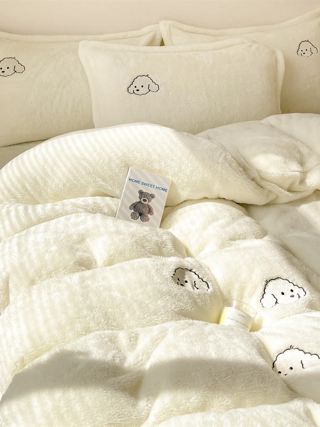 Arctic Fleece Milk Velvet Coral Fleece Bedding Set Children's Winter Three-Piece Set Long Plush Bed Canopy Style High Density...