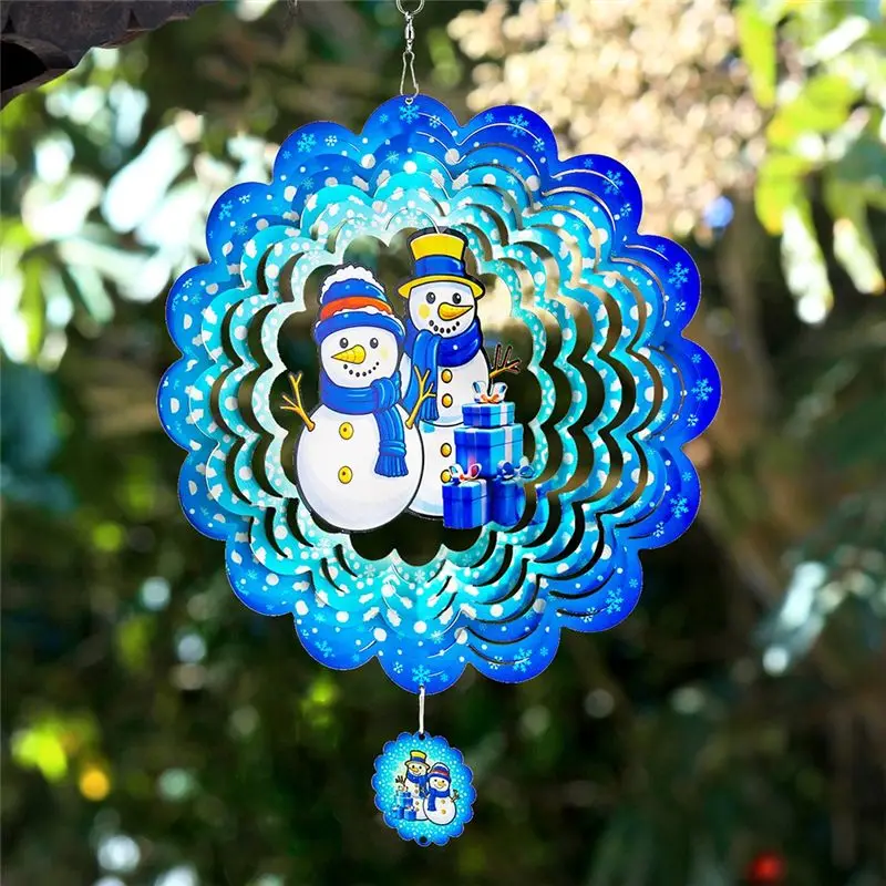 Wind Spinners 3D, Christmas Hanging Wind Spinner For Christmas Decor, 12Inch Yard Art Decorations Snow Man For Christmas-A50M