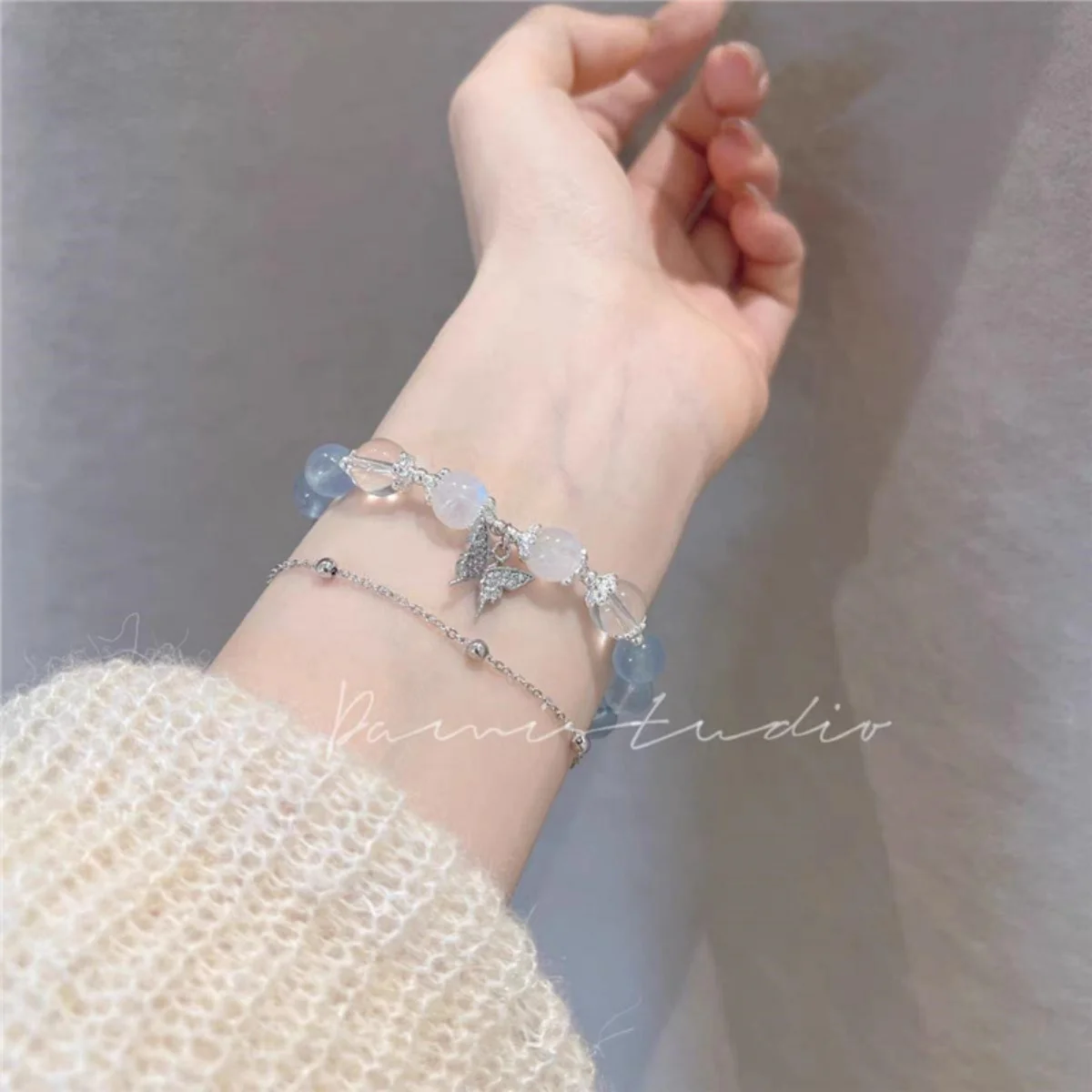 Fee Schmetterling Perlen Armband Für Frauen Fantastische Farbverlauf Kristall Perlen Kette Armband Mädchen Mode Hand Dekoration Kette 1pc