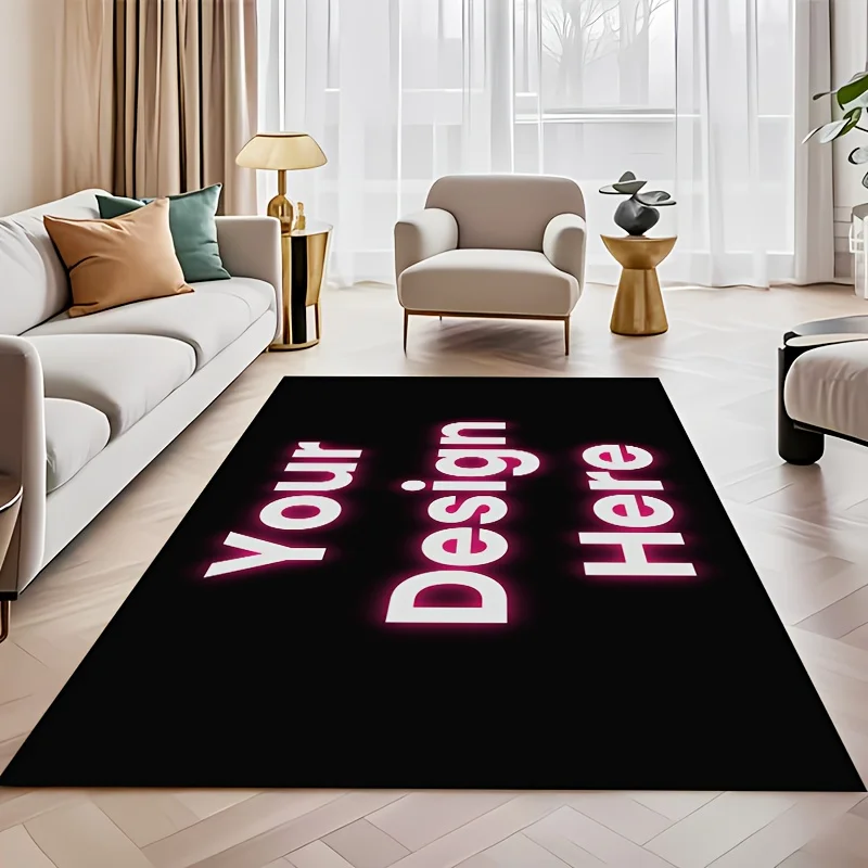 Custom Flannel Area Mat, Personalized Design, Washable Non Slip, Versatile Living Room Bedroom Entryway, Perfect Home Decor Gift