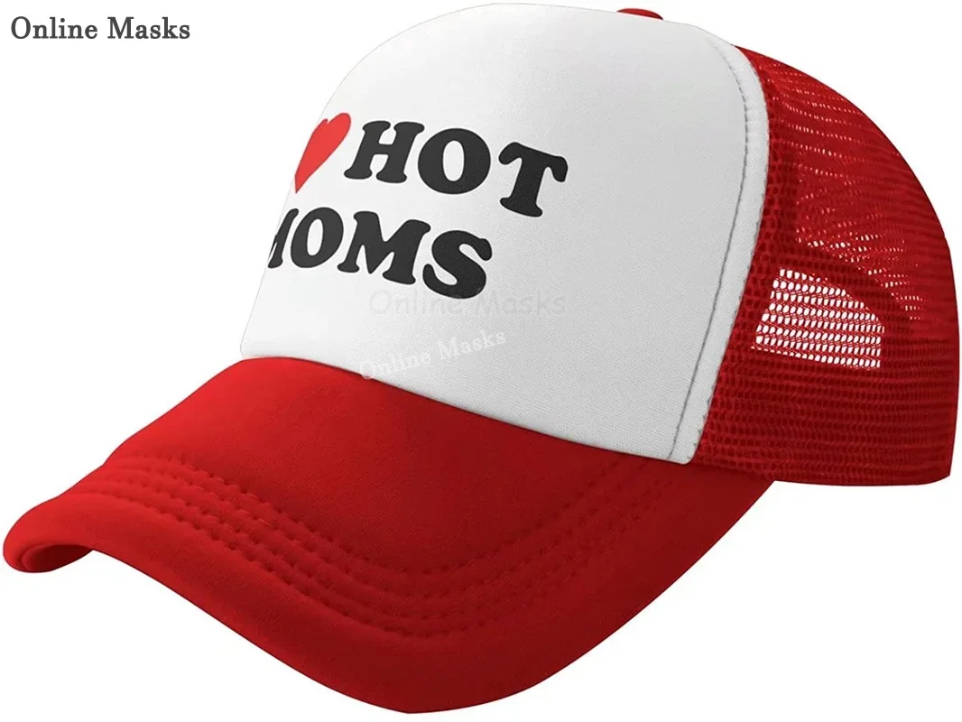 I Love Hot Moms Bucket Hat Unisex Adult I Heart Hot Moms Adjustable Baseball Cap Gift Hats Mesh Trucker Caps Men Womens