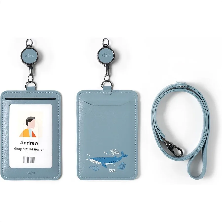 Identyfikator z regulowanym sznurkiem, wysuwany klips do identyfikatora, dwustronny uchwyt na karty do biura, na bilet autobusowy, dla studenta, pielęgniarki, P