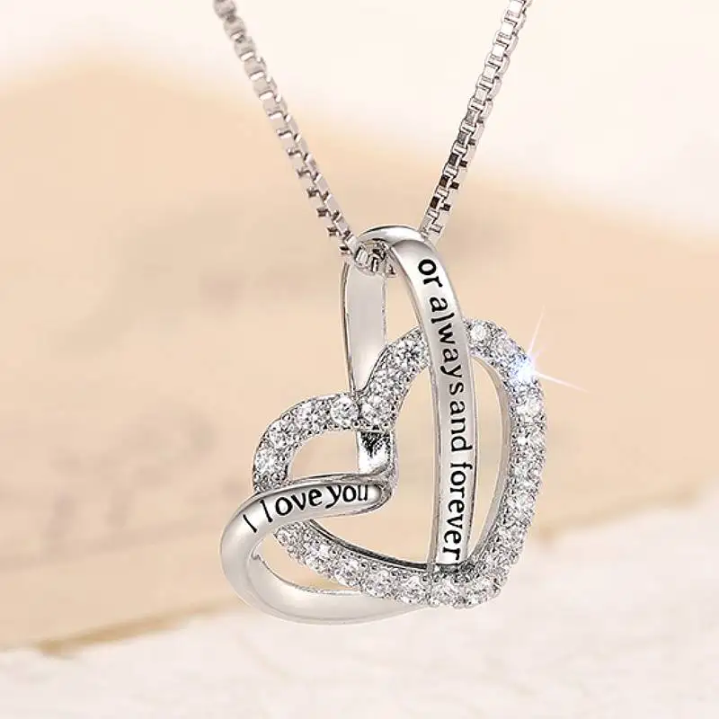 Huitan Ästhetische Herzförmige Wellen-Halskette für Damen, Trendiges Accessoire für Hochzeit und Jahrestag, Schmuckgeschenk mit Glänzenden Zirkonia
