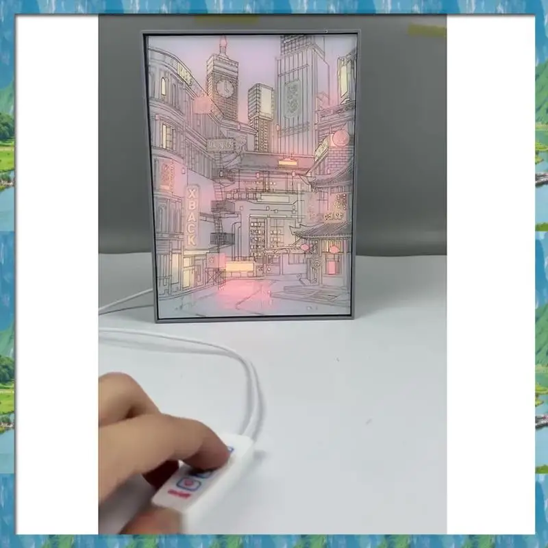 AB07 HOT HD Immagine Decorazioni Lampada Spina USB Bella città Vista notturna Casa Lunetta stretta Albero di Natale