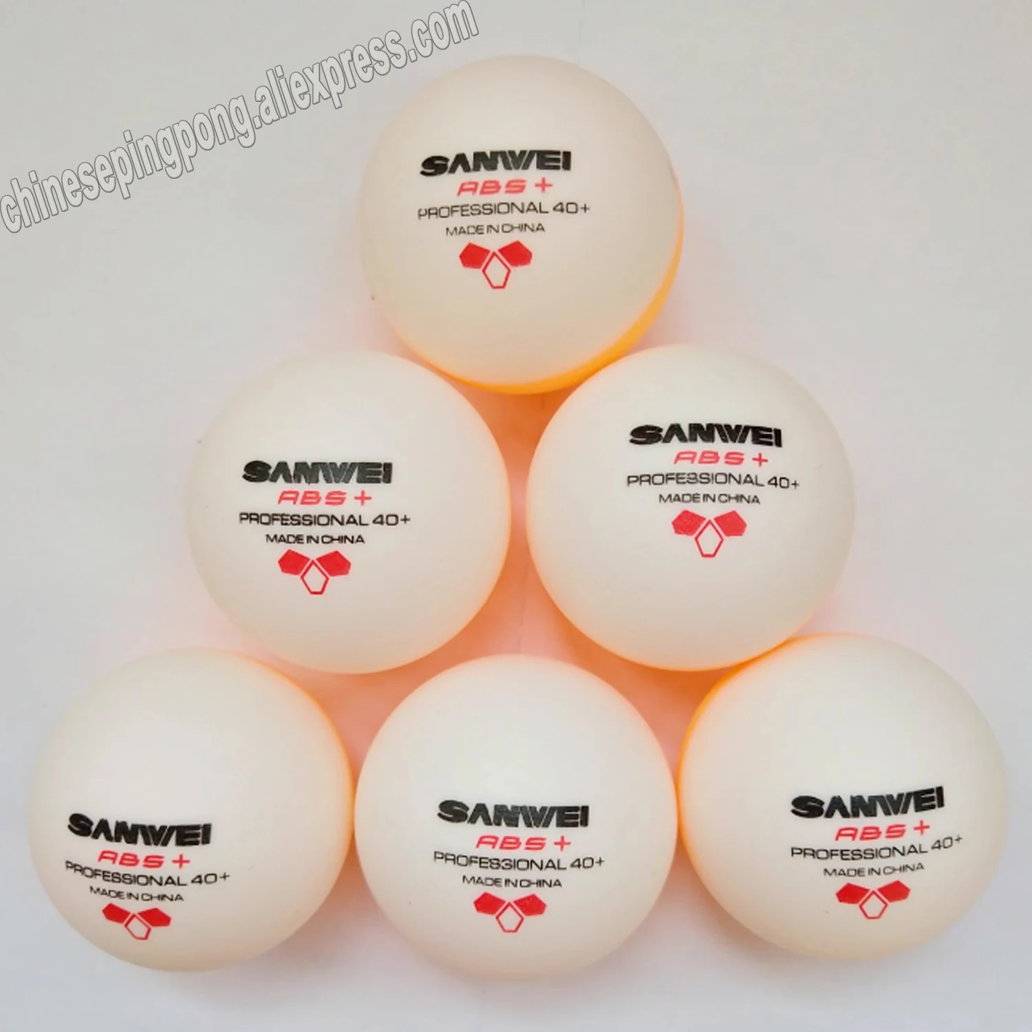 كرات تنس طاولة مزدوجة اللون من سانوي 40+ مادة ABS الجديدة كرات بينج بونج 6 قطع لكل صندوق #4
