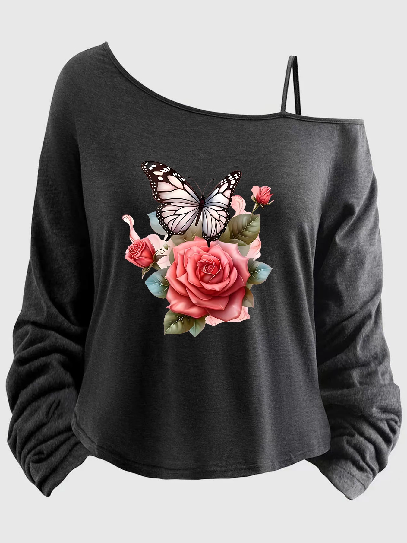 

Женский топ больших размеров с принтованными рукавами, на тонких бретелях, с асимметричным вырезом, размеры 1-8XL, с надписью (XT).