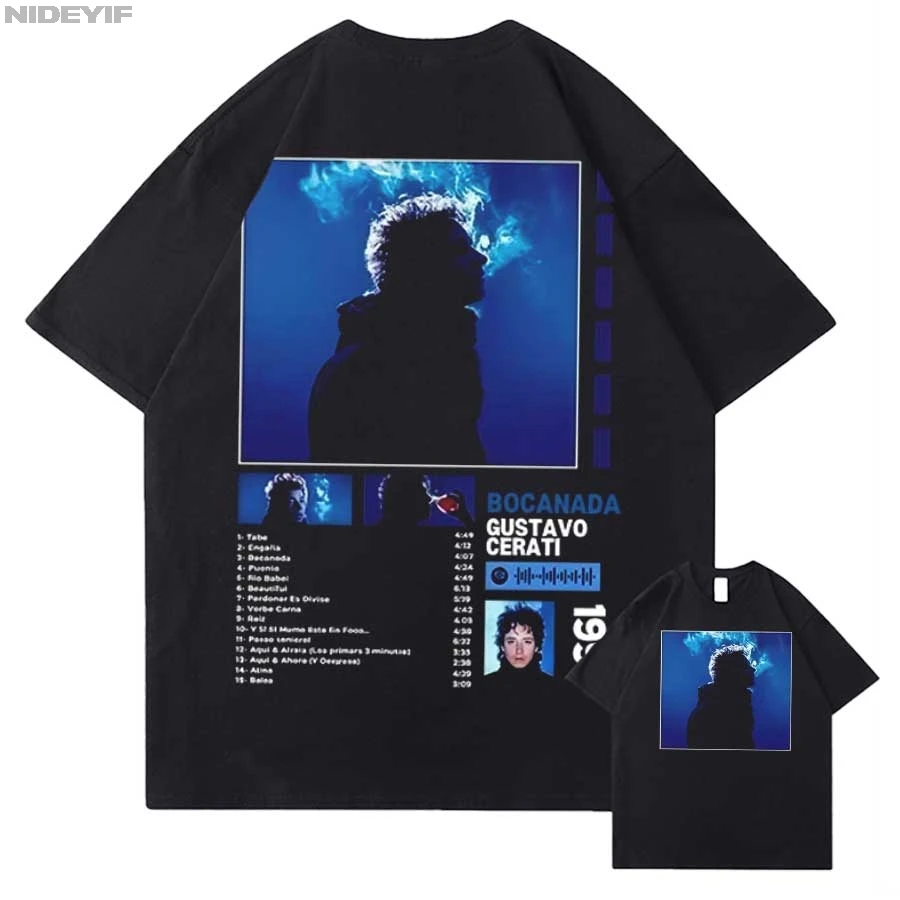 Футболка тура Gustavo Cerati Merch 2025 для мужчин и женщин, уличная одежда в стиле хип-хоп, топы большого размера, футболка из 100% хлопка GC2
