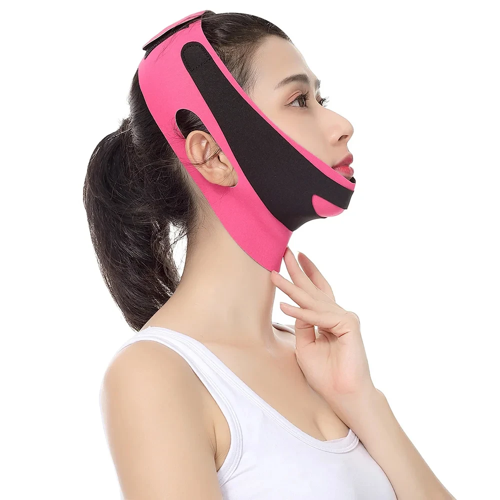 Bandagem elástica de emagrecimento facial para mulheres, V Line Shaper, cinto de elevação do queixo, pulseira de massagem facial, cuidados com a pele do rosto, beleza, T, 1pc