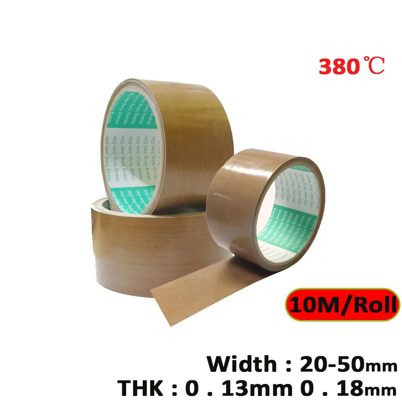 

1Roll/10meters PTFE Adhesive Cloth Without Glue Insulation Resistant High Temperature Vacuum Sealing Machine Tape Thk0.13-0.18mm