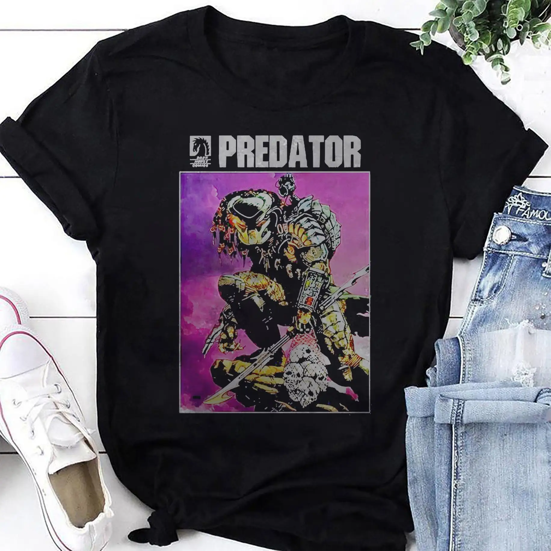 Vintage Predator T Shirt Fan s Movie Sci Fi Aliens