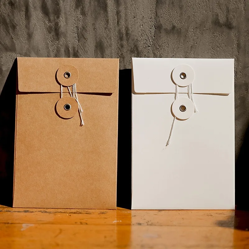 

20Pcs 11.5x17cm Small Paper Envelope White/Brown Kraft Envelopes Blank Binding Storage Bag Buckle Postcard Packaging Envelope