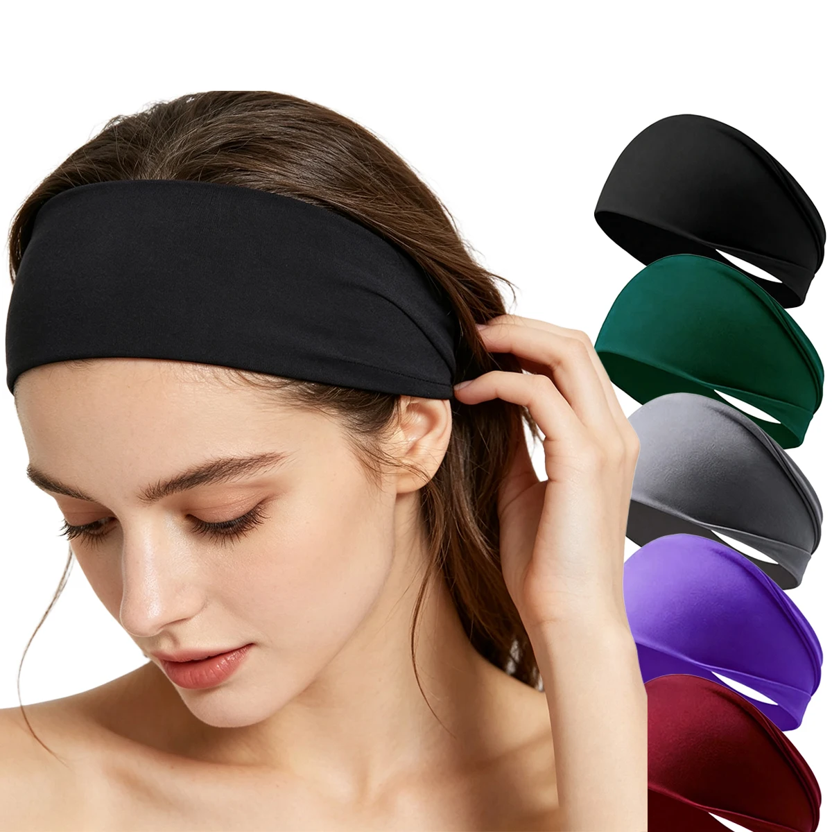 1Pcs Solid Color Sports Headband Running Fitness Women Men Sweatband Quick-Dry Elastic Cycling Jog Tennis Yoga Gym Hair Band
