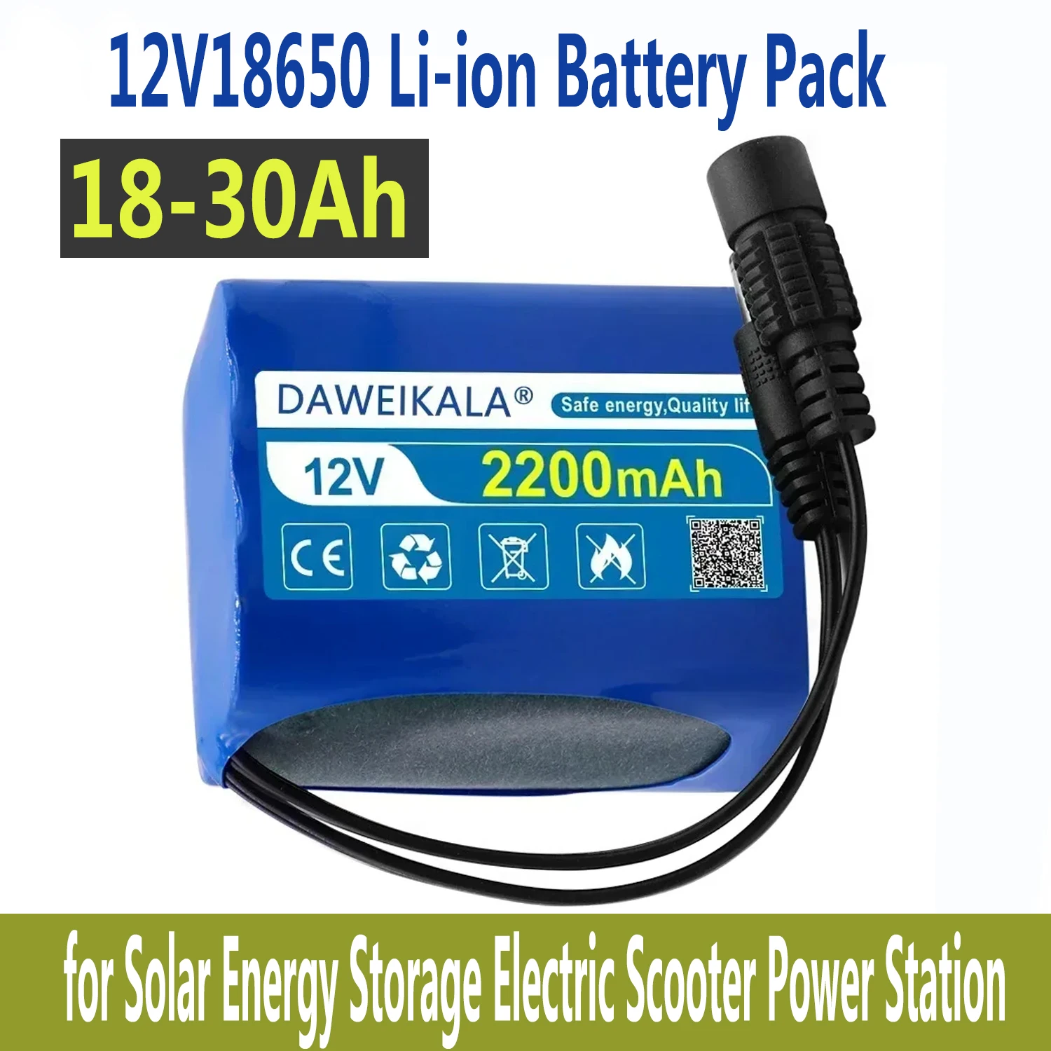 12V/18-30Ah18650 Li-ion Battery Pack 3S10P Smart BMS Protection Board for Solar Energy Storage Electric Scooter Power Station