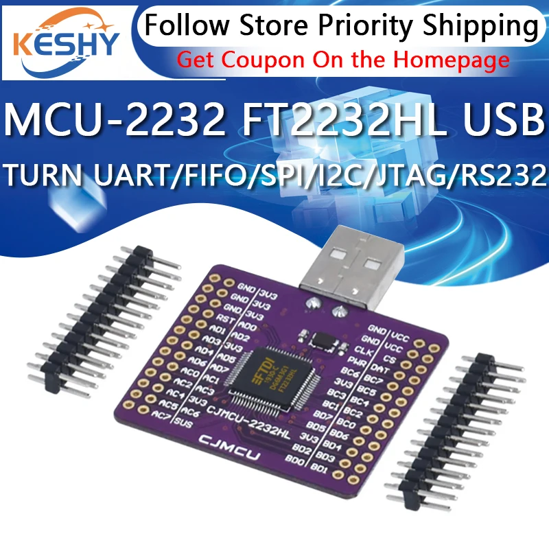 MCU-2232 FT2232HL USB TURN UART/FIFO/SPI/I2C/JTAG/RS232 Module External Memory