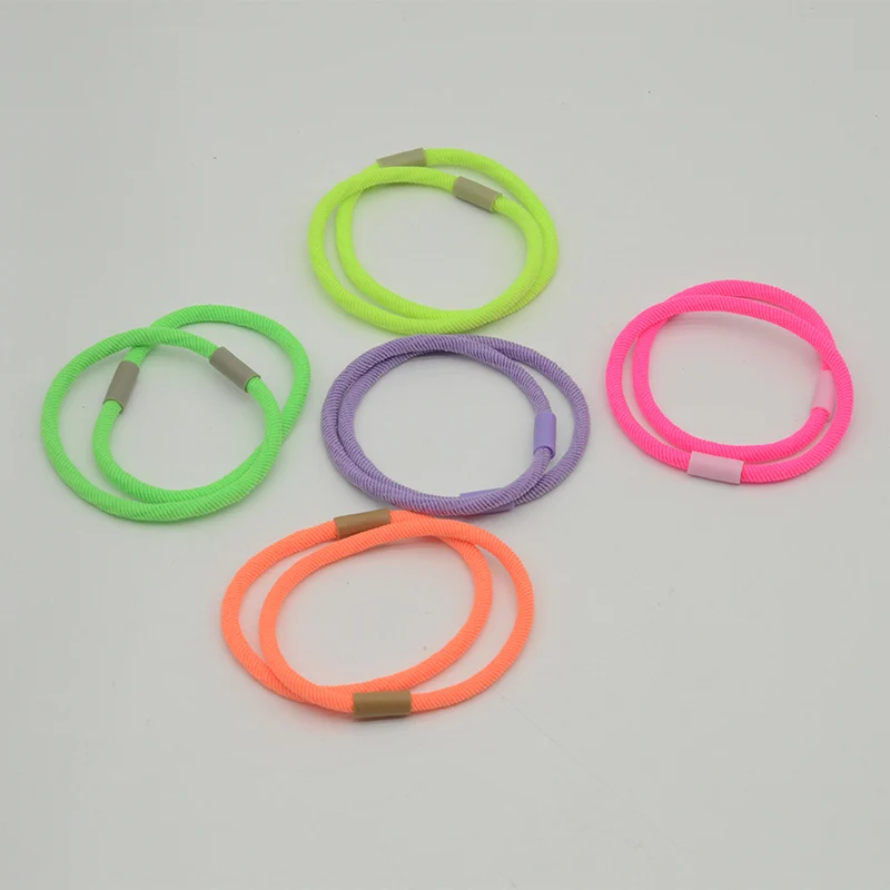 50 Stück 4 mm Neonfarbene Twilled Cords elastische Haarbänder 5 mm Beige Kaffee Gummi Haargummi für Mädchen Pferdeschwanzhalter Haargummis – Detail 2