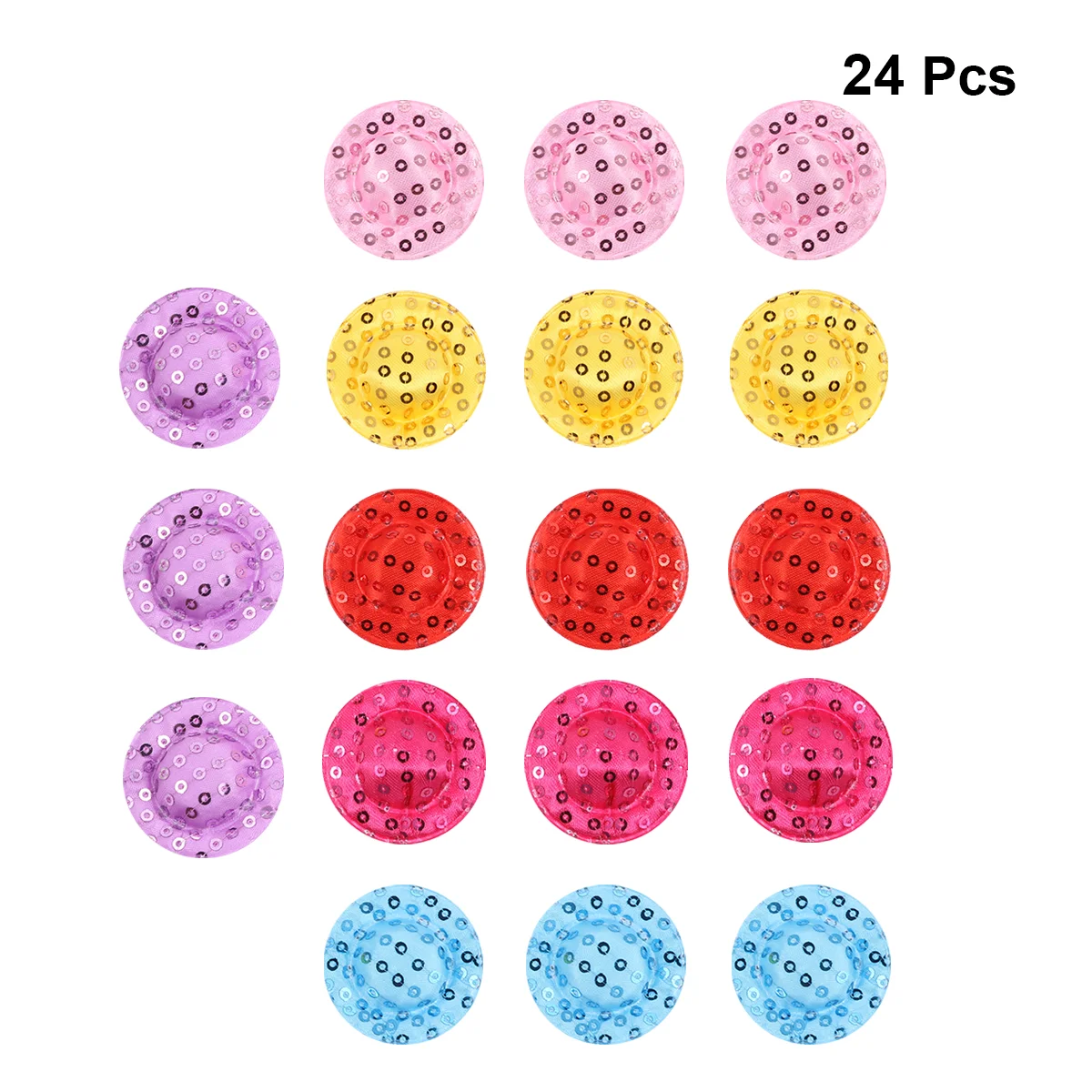 

24pcs Mini Shiny Sequin Hat Hat Decor Wide Brimmed Visor Diy Handcraft Material for Toy(Red, Pink, Light Yellow, Sky B