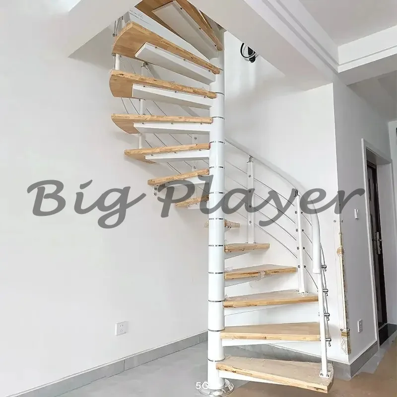 

Rotating Staircase Indoor Attic Staircase Middle Column Rotating Duplex Jump Round Spiral Steel And Wood Staircase