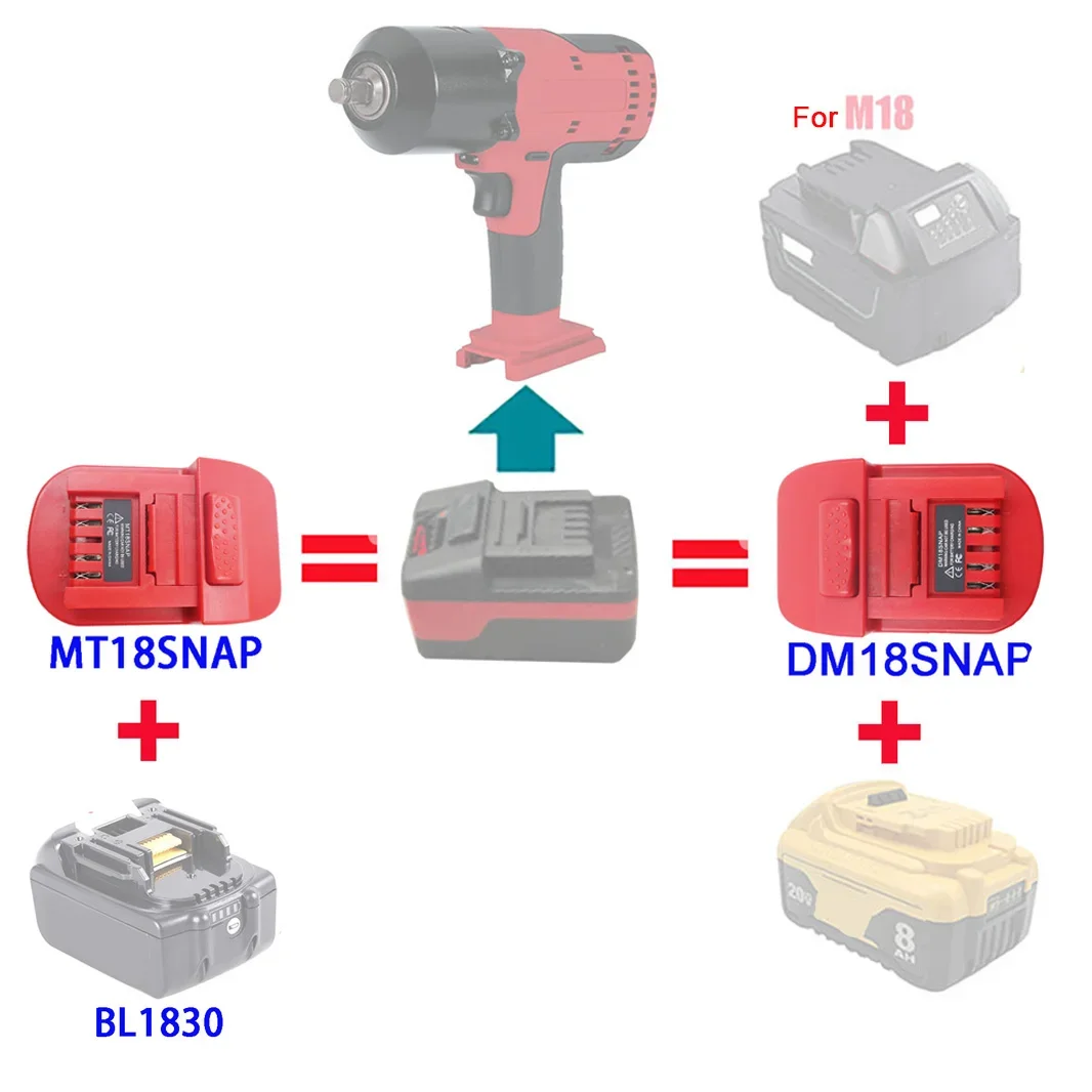 

Адаптер-конвертер MT18SNAP DM18SNAP для Makita, Milwaukee, M18, Dewalt, 18 в, 20 в, литиевая батарея для автоматических электроинструментов