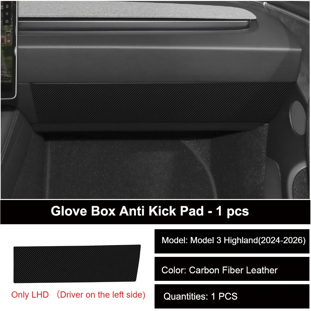Anti-Kick-Pads für Autotüren für Tesla Model 3 Highland, Model Y Juniper YL 2021-2026, Schutzsticker für Handschuhfach, PU-Leder-Pads – Detail 22
