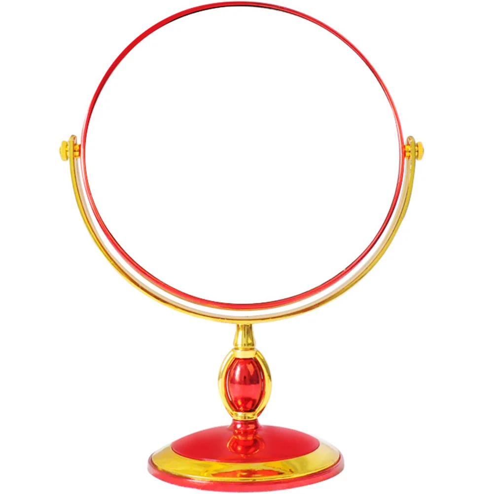 กระจกแต่งหน้าแบบหมุนได้สองด้านทรงกลม ขาตั้งสูง ภาพคมชัดระดับ HD สำหรับโต๊ะเครื่องแป้ง เหมาะสำหรับผู้หญิง