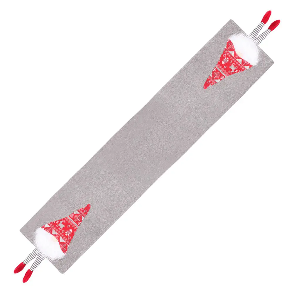 Christmas Table Runner Faceless Design Festive Decorative Tablecloth for Home Restaurant Holiday Party Xmas Dinner Table