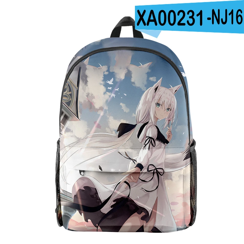 Harajuku Novelty HOLOLIVE Shirakami Fubuki pupil Bookbag Notebook Backpacks 3D Print Oxford Waterproof Boy/Girl Travel Backpacks