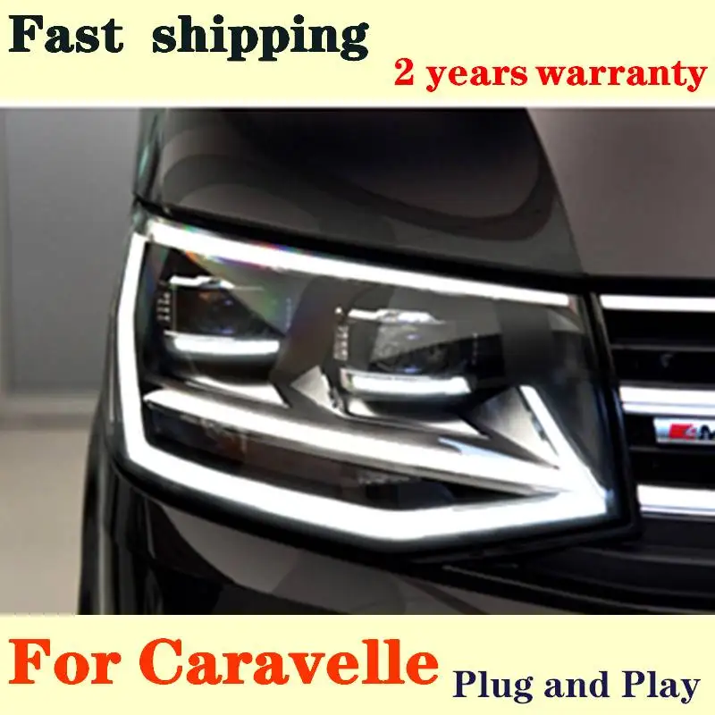 Car Styling Head Lamp for VW Caravelle T5 T6 Headlights 2014-2019 LED Headlight DRL Lens Double Beam Bi-Xenon HID Accessories