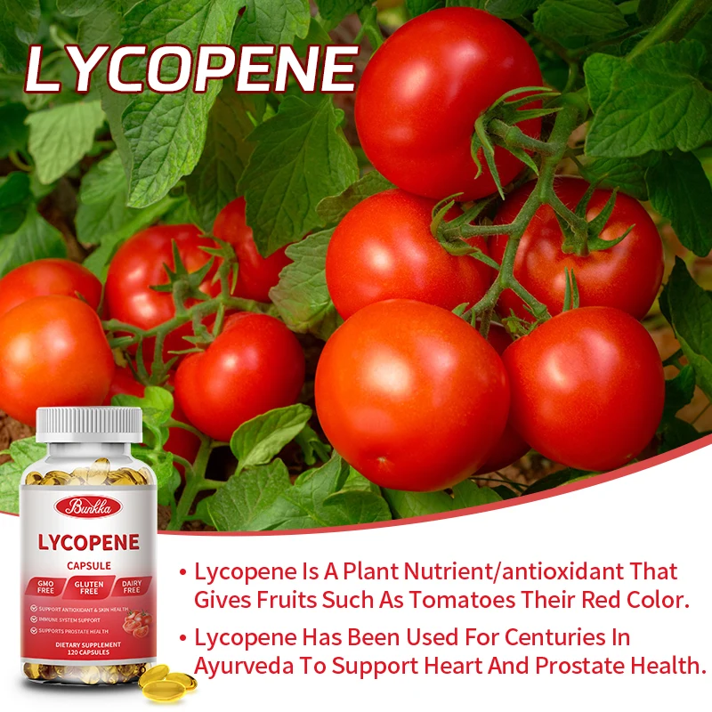 BUNKKA Lycopene Capsules Tomato Extract Immunity Male Prostate Health Heart&Cardiovascular System Skin Beauty Health Antioxidant