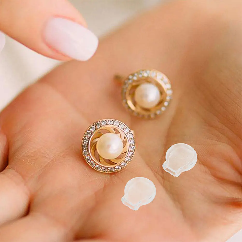 20Pcs Clear Soft Silicone Earring Backs Lifters Cushions for Droopy Ears Heavy Earrings Clip-on Comfort Support Ear Protection