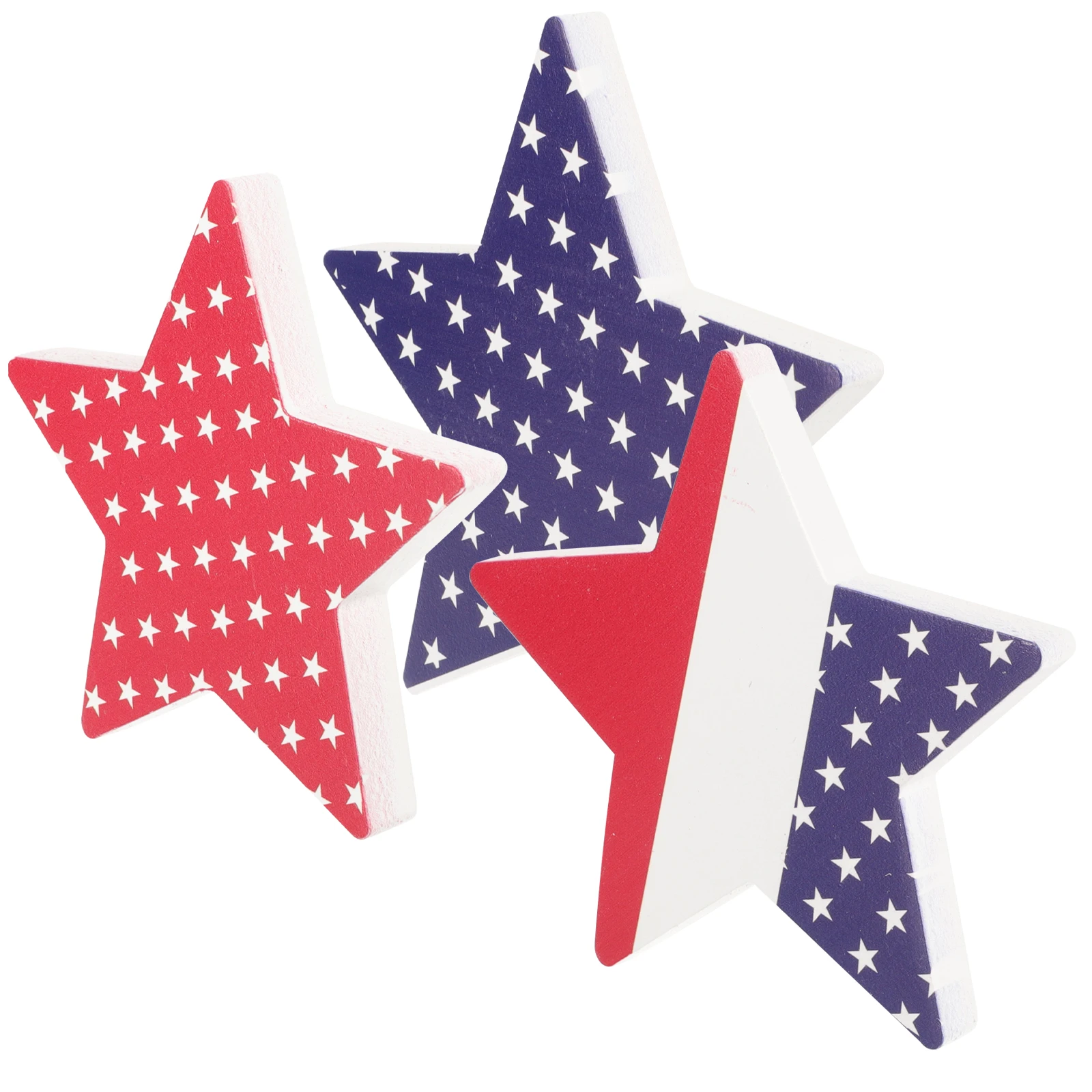 

3pcs Wooden Star Ornament Patriotic Party Decoration Independence Day Table Decor Craft Wood Sign American Themed Design
