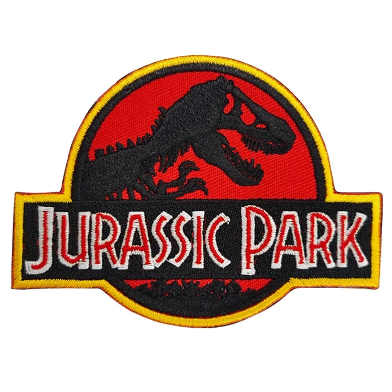 Vintage Dinosaur Jurassic Park Morale Hook & Loop Velcros Patches Embroidered For Molle Backpack Jeans Caps Clothing DIY Badge