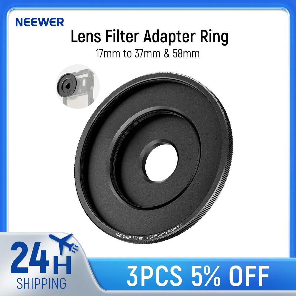 NEEWER Pierścień adaptera filtra obiektywu 17 mm do 37 mm i 58 mm do obiektywów Beastgrip 37 mm Filtry 58 mm 15 Pro Max S24 Ultra Phone Cage Rig