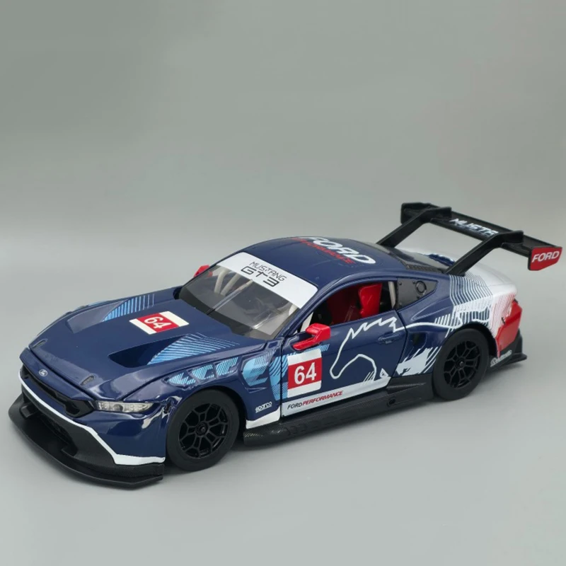 Novo 1:24 ford mustang gt liga modelo de carro de corrida som e luz puxar para trás brinquedo das crianças colecionáveis presente aniversário