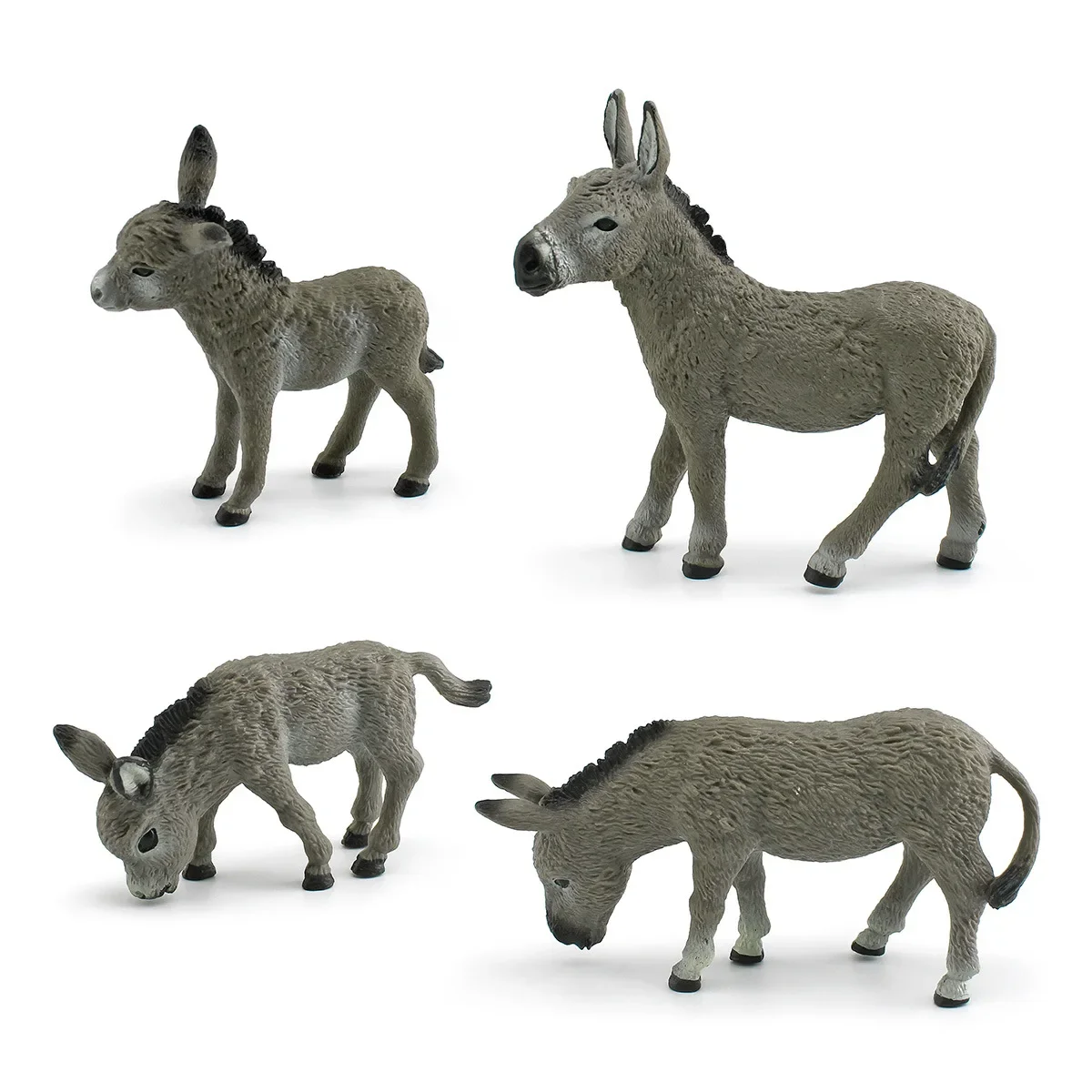 1pcs Farm Animal Toys Realistic Donkey Animal Figurines Toy Figures Solid Grey Mule Models Static PVC Decor Crafts