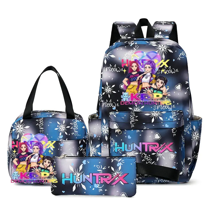 Backpack 3pcs set KPop Demon Hunters School Bag Lunch Bag Pencil Case Girl Back To School Gift Leisure Mochila Teens Travel Bags