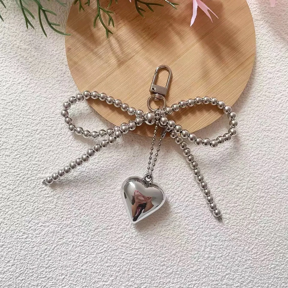Trend Beauty Pearl Bow Strap Love Pendant Sweet And Versatile Keychain Backpack Pendant For Women