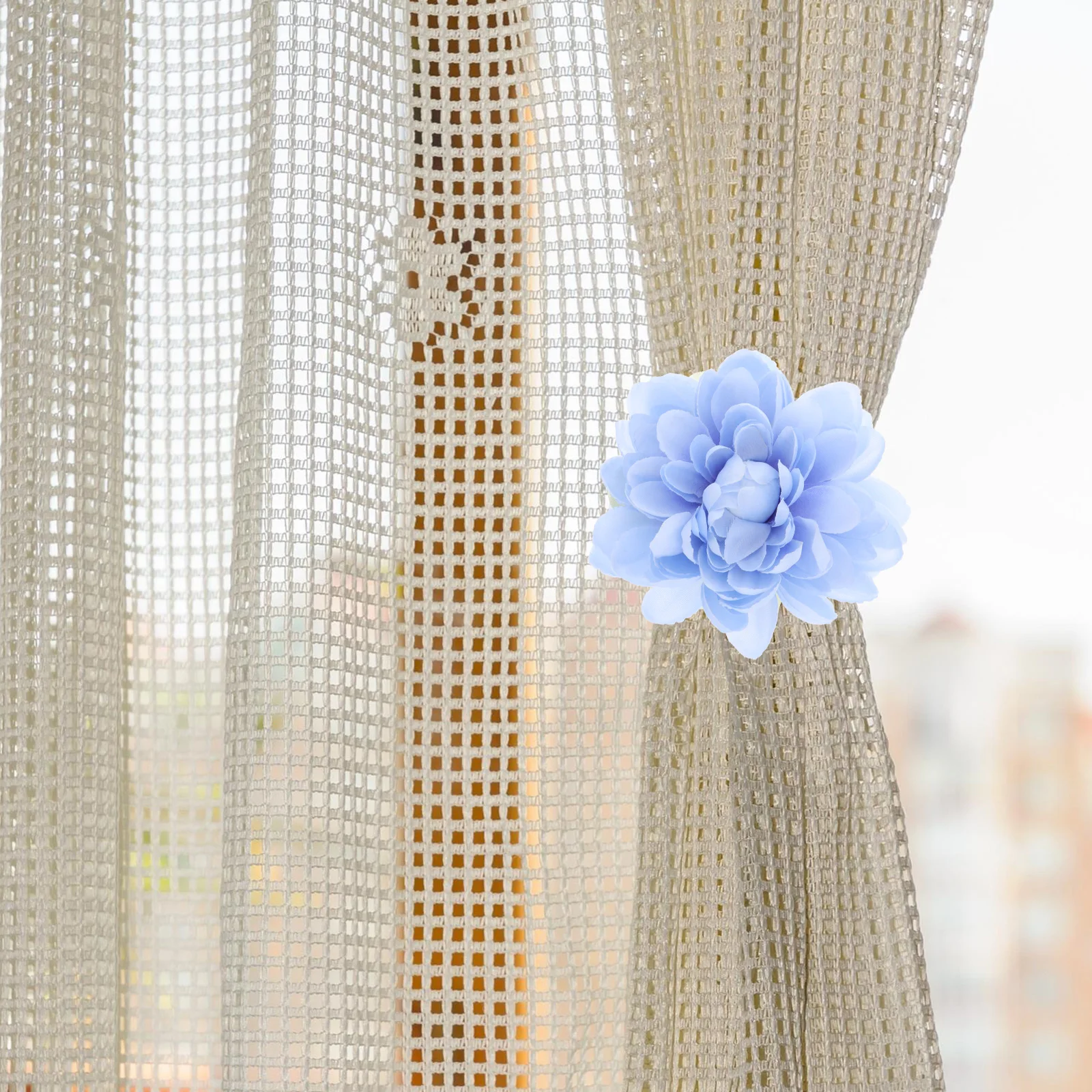 

2pcs Curtain Flower Tiebacks Clips Decorative Holdbacks For Drapes Sheer Curtains Home Hotel Window Decor Artificial Flower
