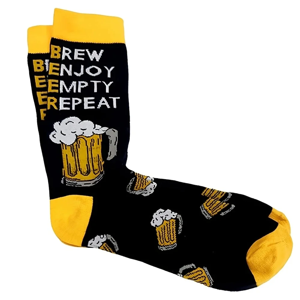 زوج واحد من الجوارب الزجاجية للبيرة السوداء، جوارب رجالية مبتكرة ومريحة وقابلة للتنفس، مثالية لمحبي البيرة، وإكسسوارات البيرة