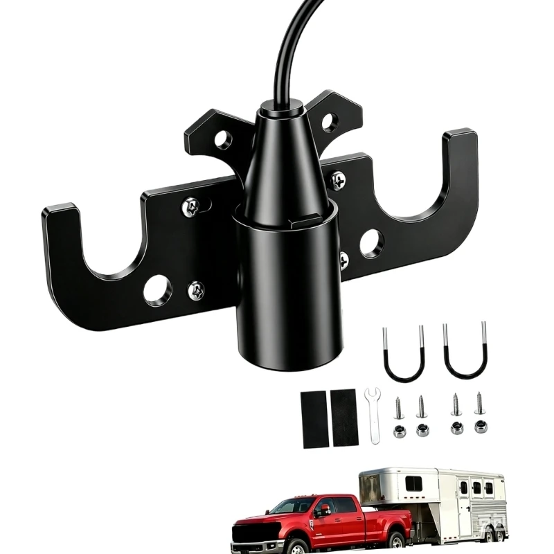 Towing Hardware Rack with 7-Way Socket Mount and Chain Storage