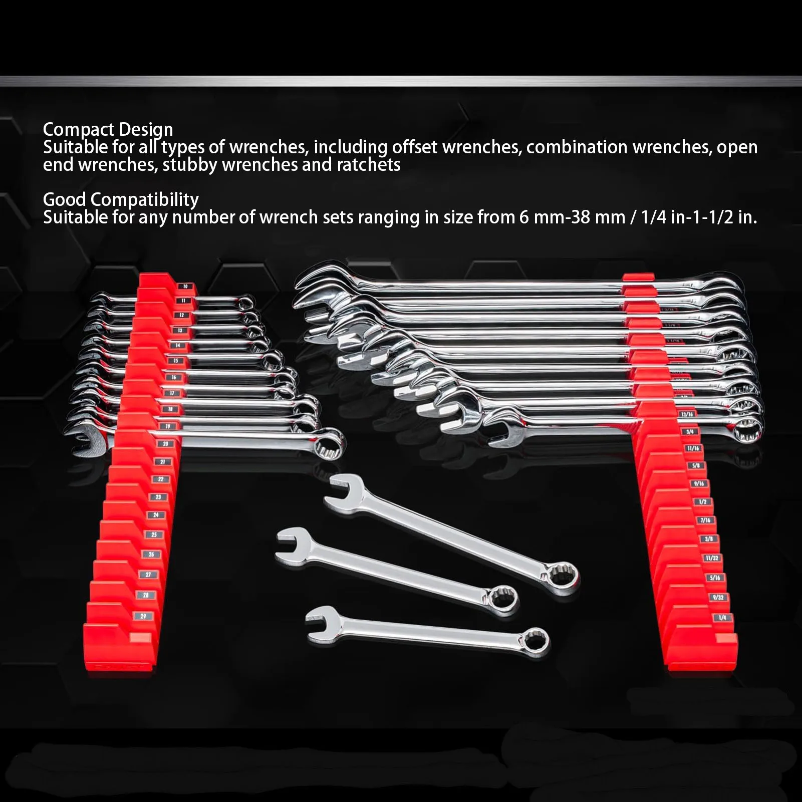 Wrench Holder Wrench Rack Holder Capacity Multifunctional Compact ABS Magnetic Modular Wrench Organizer Wrench Rack Holder