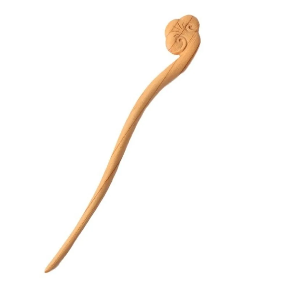 Double-sided Carvings Wooden Hair Stick Updo Accessory Ethnic Style Hanfu Hairpin Chinese Style Hair Sticks for Buns