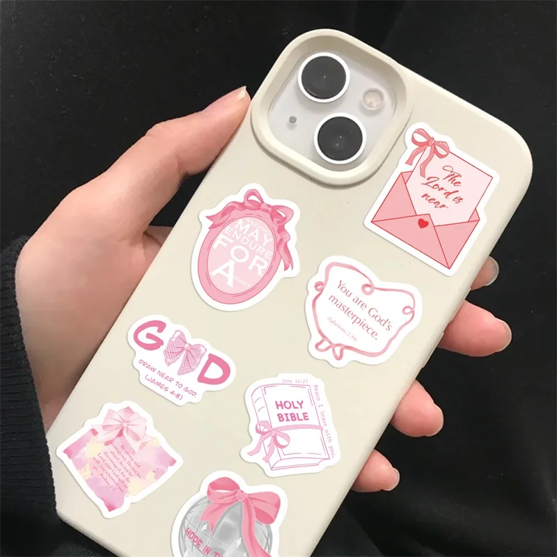 500PCS Kawaii Pink Bow Sticky Paper Sticker Labels Thank You Sticker Sealing DIY Decoration Scrapbooking Supplies for Kids