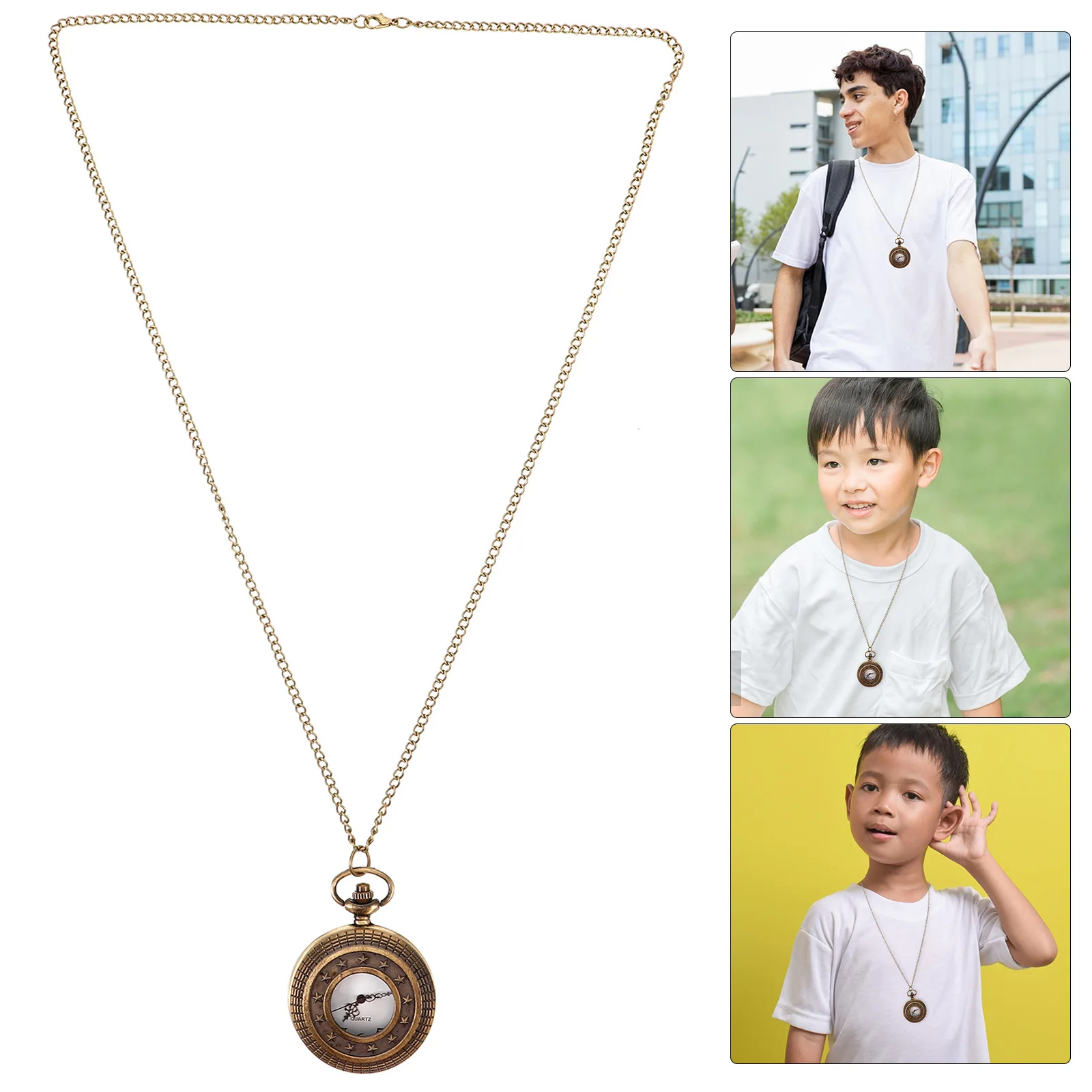 

Vintage Pocket Watch With Chain Retro Design Small Portable Watch For Men Women Decorative Pocketwatch