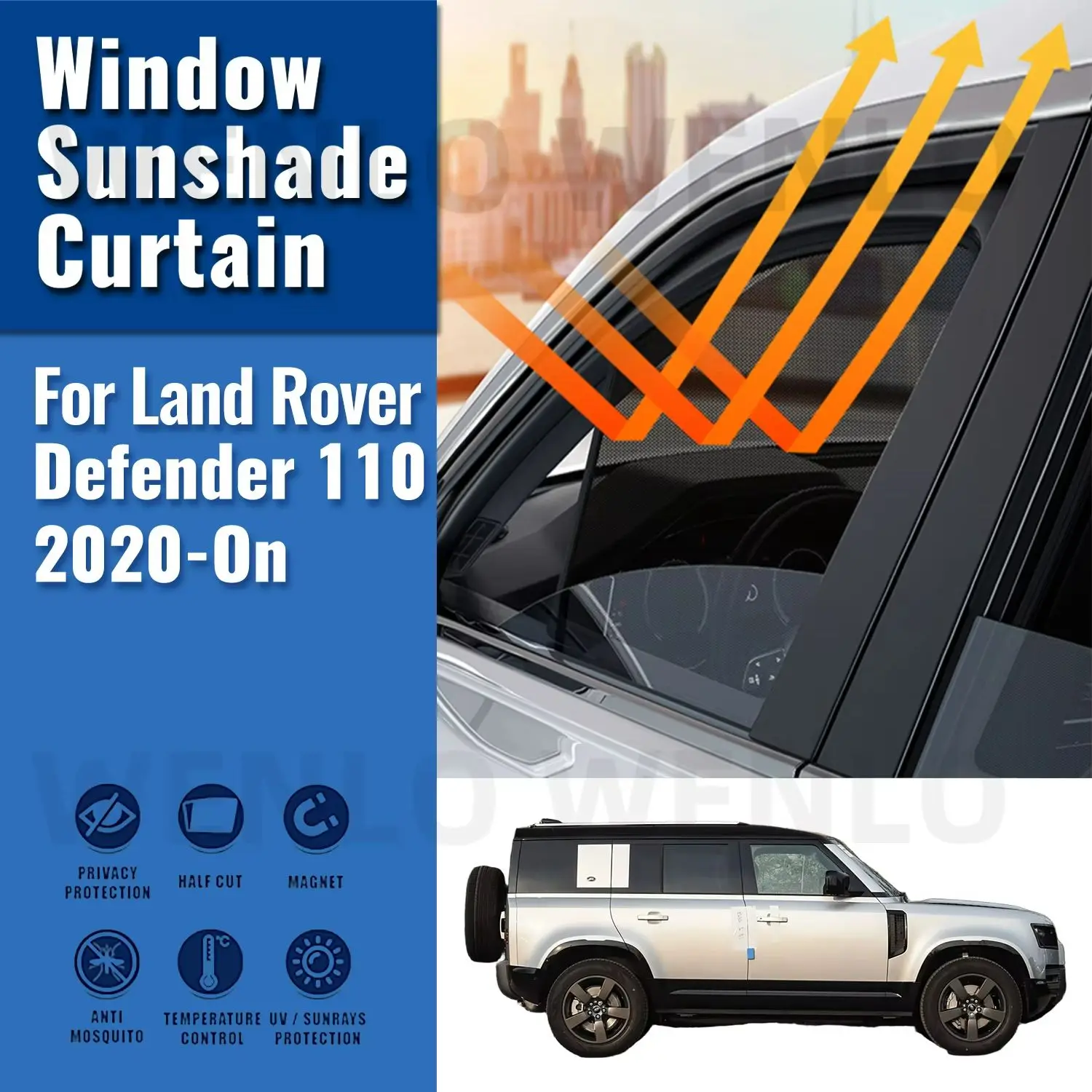 

For Land Rover Defender 110 2020-2024 2025 Rear Side Window Sun Shade Car Sunshade Magnetic Front Windshield Mesh Curtain