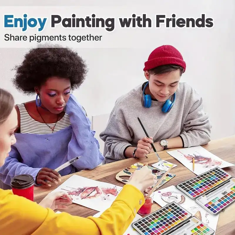 طلاء بالألوان المائية مع فرش، لوحة احترافية، مجموعة فنية للسفر نابضة بالحياة للبالغين والفنانين، مستلزمات الرسم بالألوان المائية #5