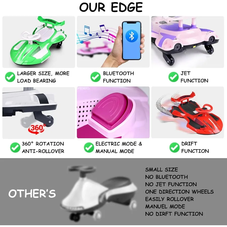 سيارة متذبذبة كهربائية 12 فولت على لعبة سيارة متأرجحة مع دواسة للأعمار من 3 سنوات فما فوق هدايا عيد ميلاد للبنين والبنات مضادة للانقلاب